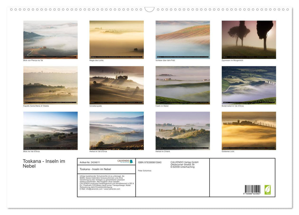 Toskana - Inseln im Nebel (CALVENDO Wandkalender 2027)