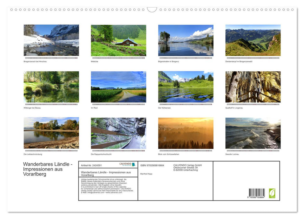 Wanderbares Ländle - Impressionen aus Vorarlberg (CALVENDO Wandkalender 2027)