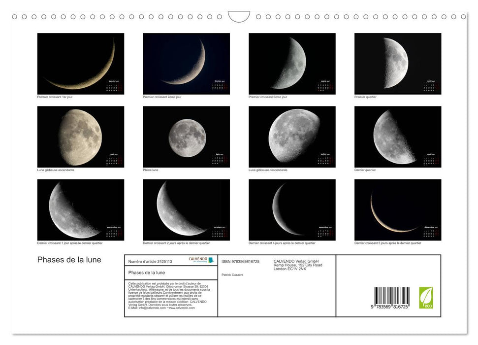 Phases de la lune (CALVENDO Calendrier mensuel 2027)