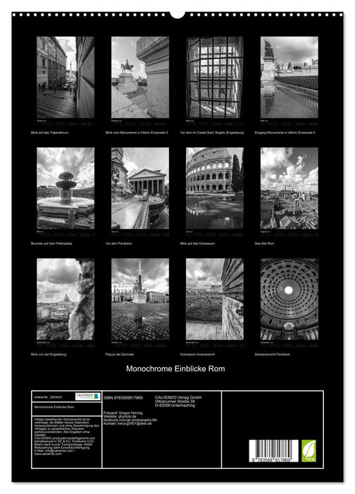 Monochrome Einblicke Rom (CALVENDO Premium Wandkalender 2027)