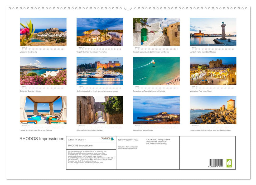 RHODOS Impressionen (CALVENDO Wandkalender 2027)