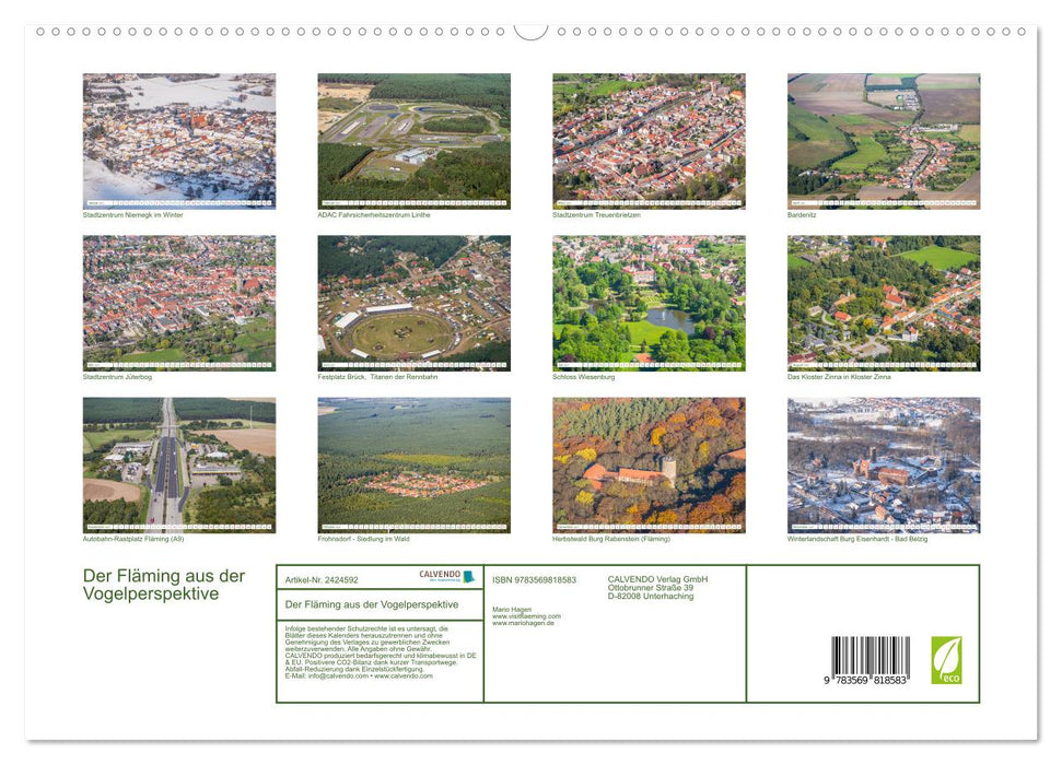 Der Fläming aus der Vogelperspektive (CALVENDO Premium Wandkalender 2027)