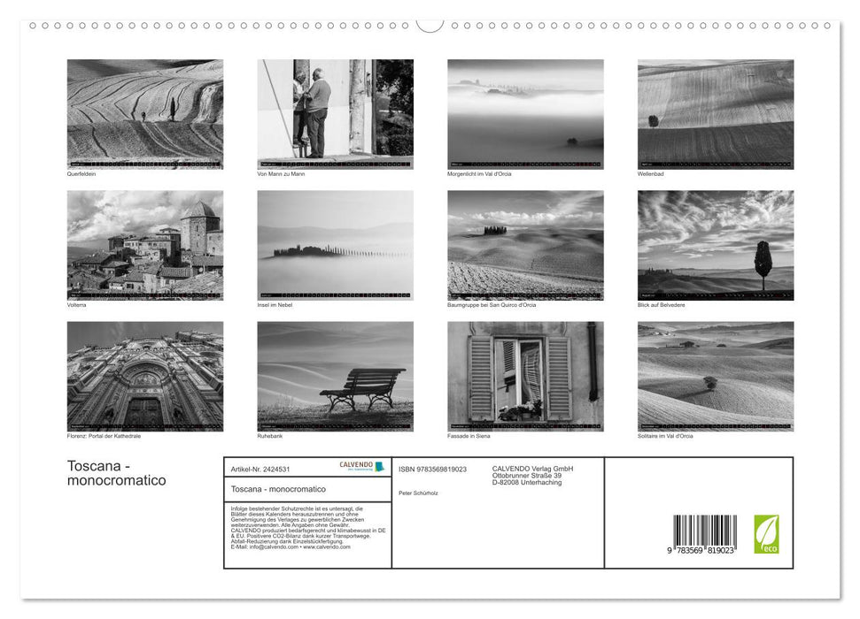 Toscana - monocromatico (CALVENDO Premium Wandkalender 2027)