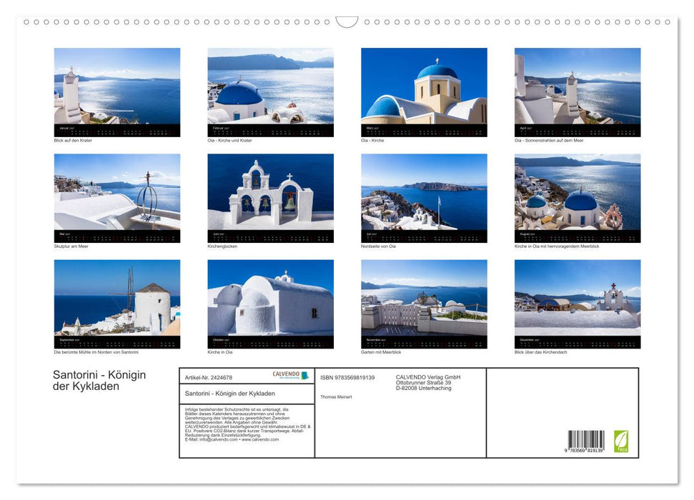 Santorini - Königin der Kykladen (CALVENDO Wandkalender 2027)