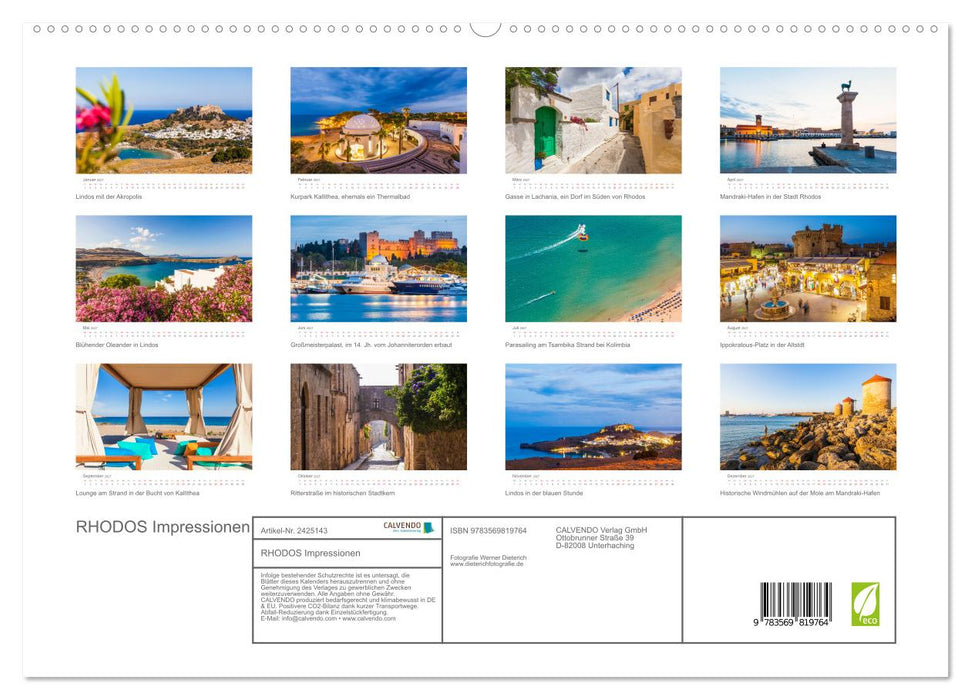RHODOS Impressionen (CALVENDO Premium Wandkalender 2027)
