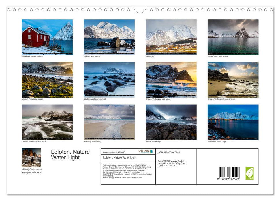 Lofoten. Nature Water Light (CALVENDO Monthly Calendar 2027)