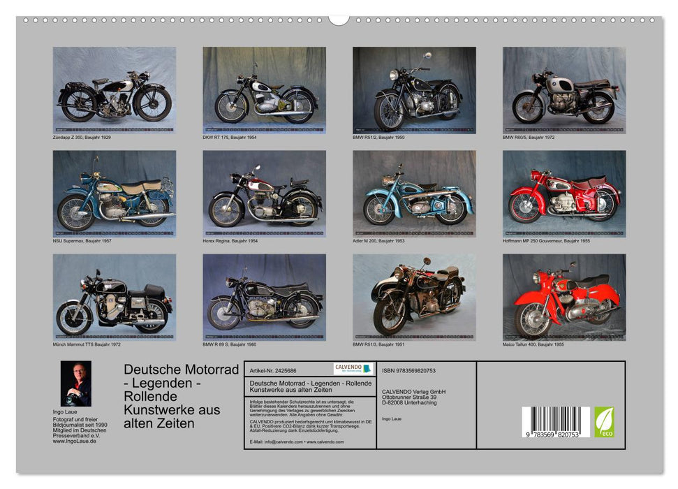 Deutsche Motorrad - Legenden - Rollende Kunstwerke aus alten Zeiten (CALVENDO Premium Wandkalender 2027)