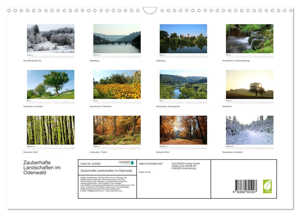 Zauberhafte Landschaften im Odenwald (CALVENDO Wandkalender 2027)