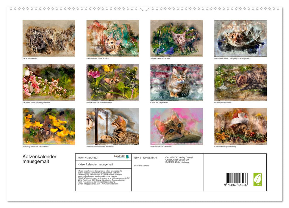 Katzenkalender mausgemalt (CALVENDO Premium Wandkalender 2027)