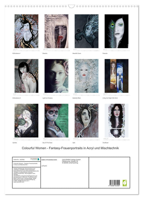Colourful Women - Fantasy-Frauenportraits in Acryl und Mischtechnik (CALVENDO Wandkalender 2027)