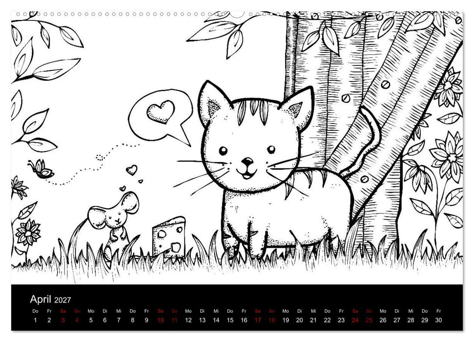 Bezaubernde Mini-Monster - Ein Ausmal-Kalender (CALVENDO Premium Wandkalender 2027)