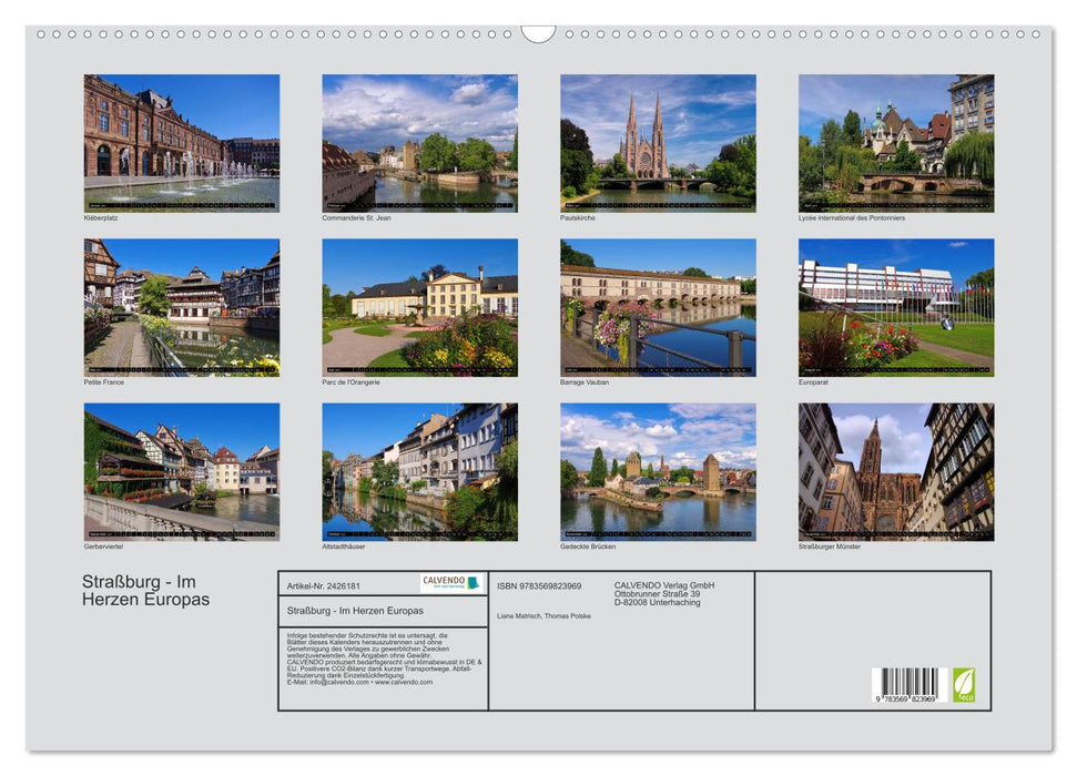 Straßburg - Im Herzen Europas (CALVENDO Wandkalender 2027)
