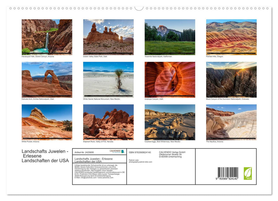 Landschafts Juwelen - Erlesene Landschaften der USA (CALVENDO Premium Wandkalender 2027)