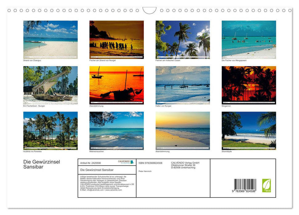 Die Gewürzinsel Sansibar (CALVENDO Wandkalender 2027)