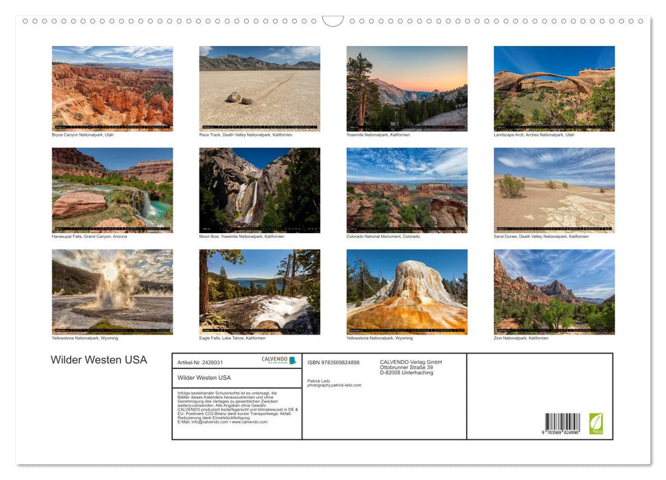 Wilder Westen USA (CALVENDO Wandkalender 2027)