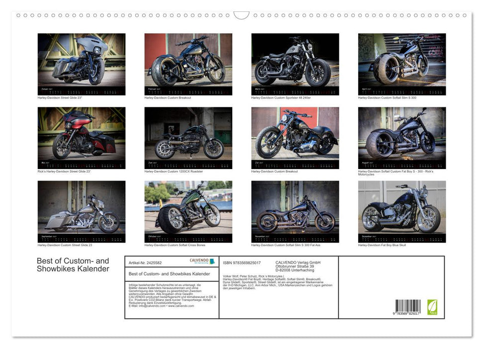 Best of Custom- and Showbikes Kalender (CALVENDO Wandkalender 2027)