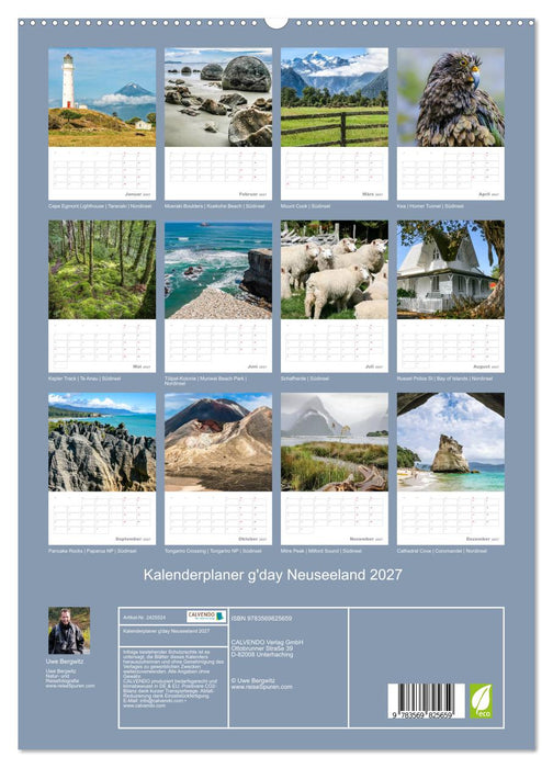 Kalenderplaner g'day Neuseeland 2027 (CALVENDO Premium Wandkalender 2027)