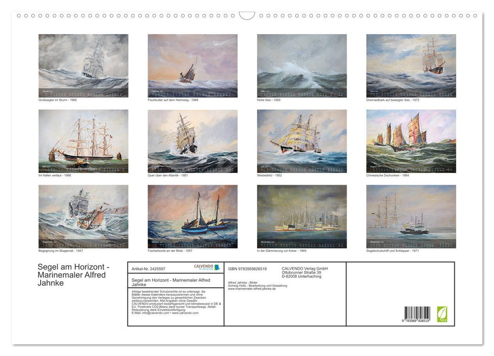 Segel am Horizont - Marinemaler Alfred Jahnke (CALVENDO Wandkalender 2027)