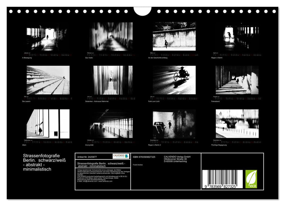 Strassenfotografie Berlin. schwarz/weiß - abstrakt - minimalistisch (CALVENDO Wandkalender 2027)