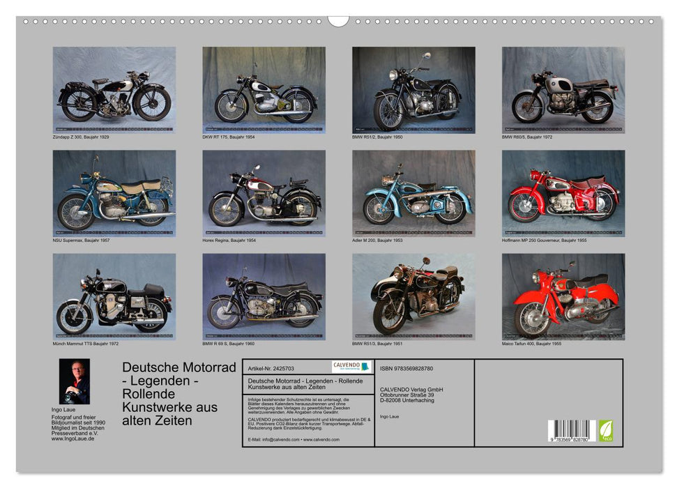 Deutsche Motorrad - Legenden - Rollende Kunstwerke aus alten Zeiten (CALVENDO Wandkalender 2027)