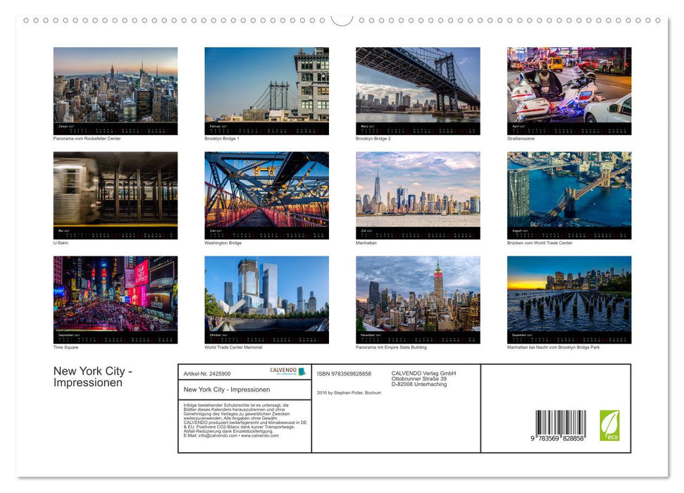 New York City - Impressionen (CALVENDO Premium Wandkalender 2027)