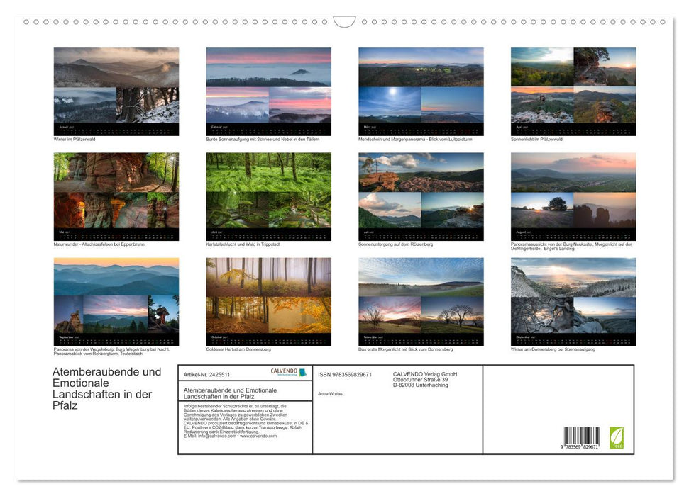 Atemberaubende und Emotionale Landschaften in der Pfalz (CALVENDO Wandkalender 2027)