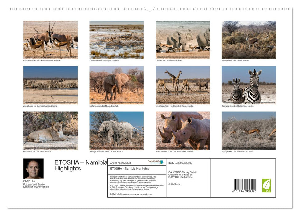ETOSHA – Namibia Highlights (CALVENDO Premium Wandkalender 2027)