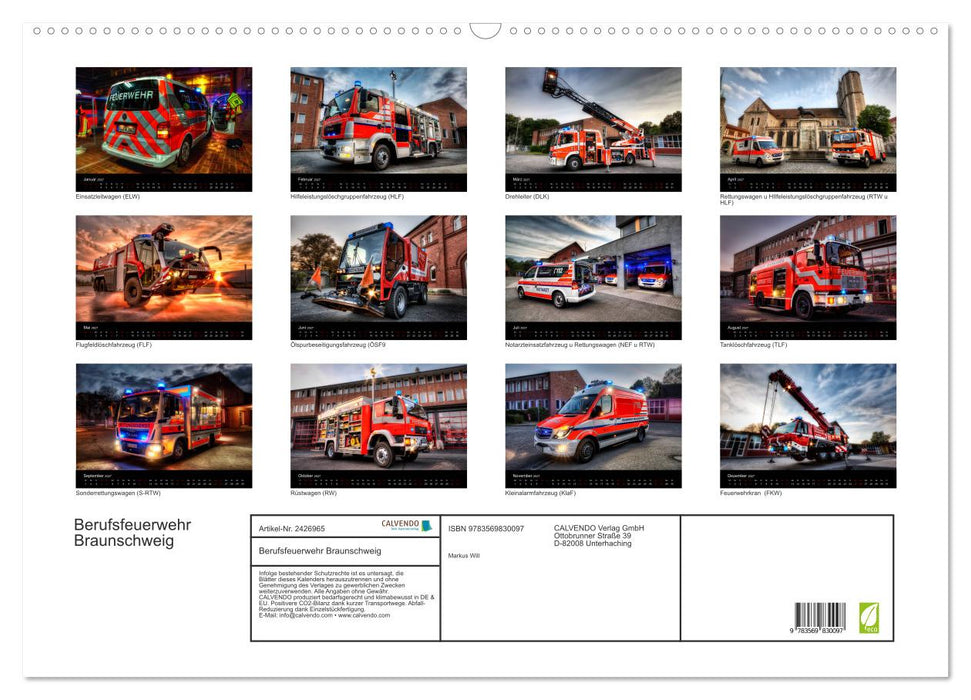 Berufsfeuerwehr Braunschweig (CALVENDO Wandkalender 2027)