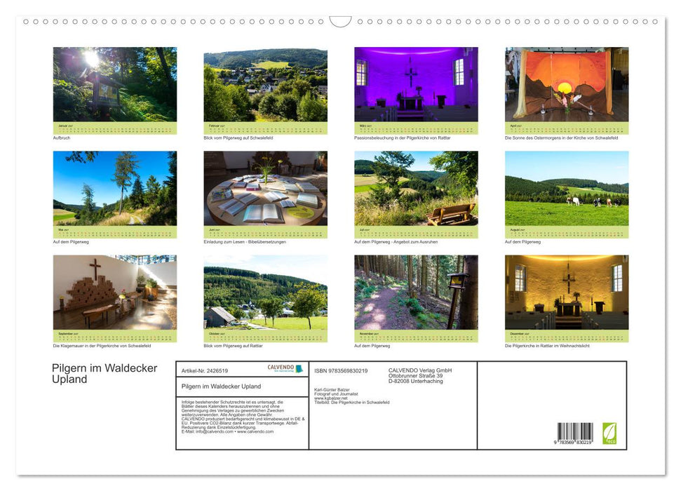 Pilgern im Waldecker Upland (CALVENDO Wandkalender 2027)