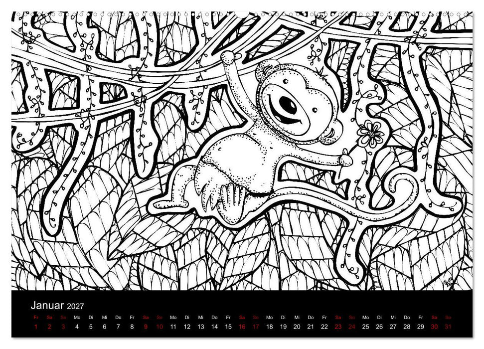 Bezaubernde Mini-Monster - Ein Ausmal-Kalender (CALVENDO Wandkalender 2027)