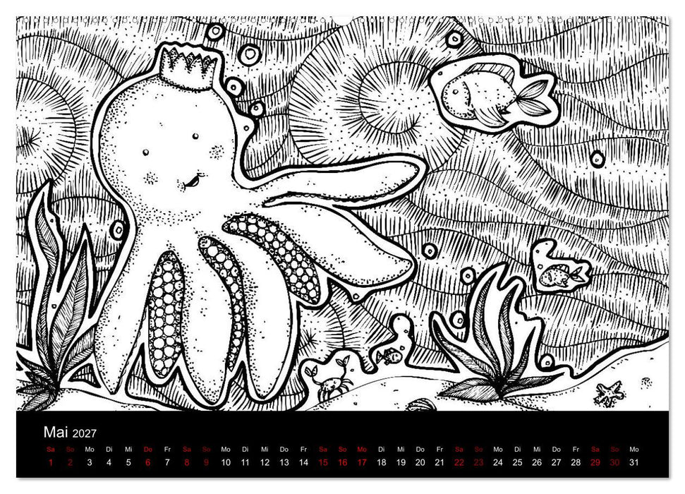 Bezaubernde Mini-Monster - Ein Ausmal-Kalender (CALVENDO Wandkalender 2027)