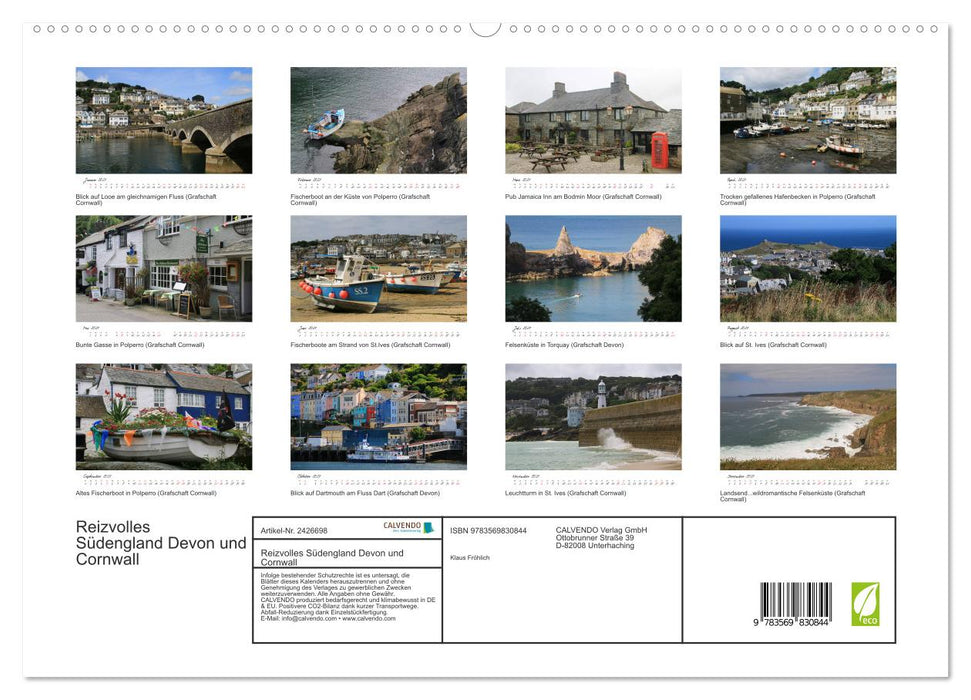 Reizvolles Südengland Devon und Cornwall (CALVENDO Premium Wandkalender 2027)