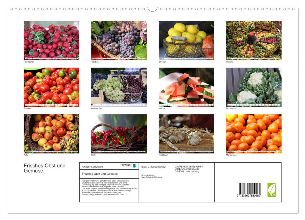 Frisches Obst und Gemüse (CALVENDO Premium Wandkalender 2027)