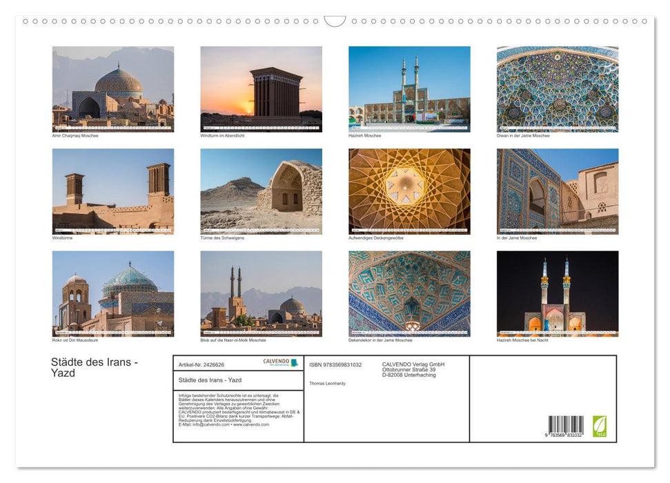 Städte des Irans - Yazd (CALVENDO Wandkalender 2027)