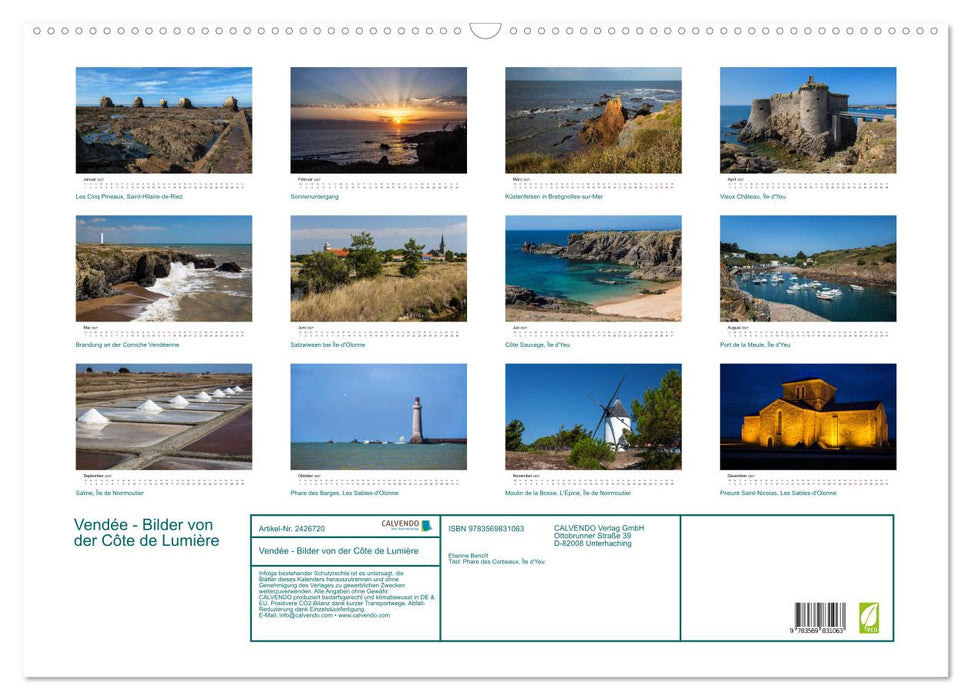Vendée - Bilder von der Côte de Lumière (CALVENDO Wandkalender 2027)