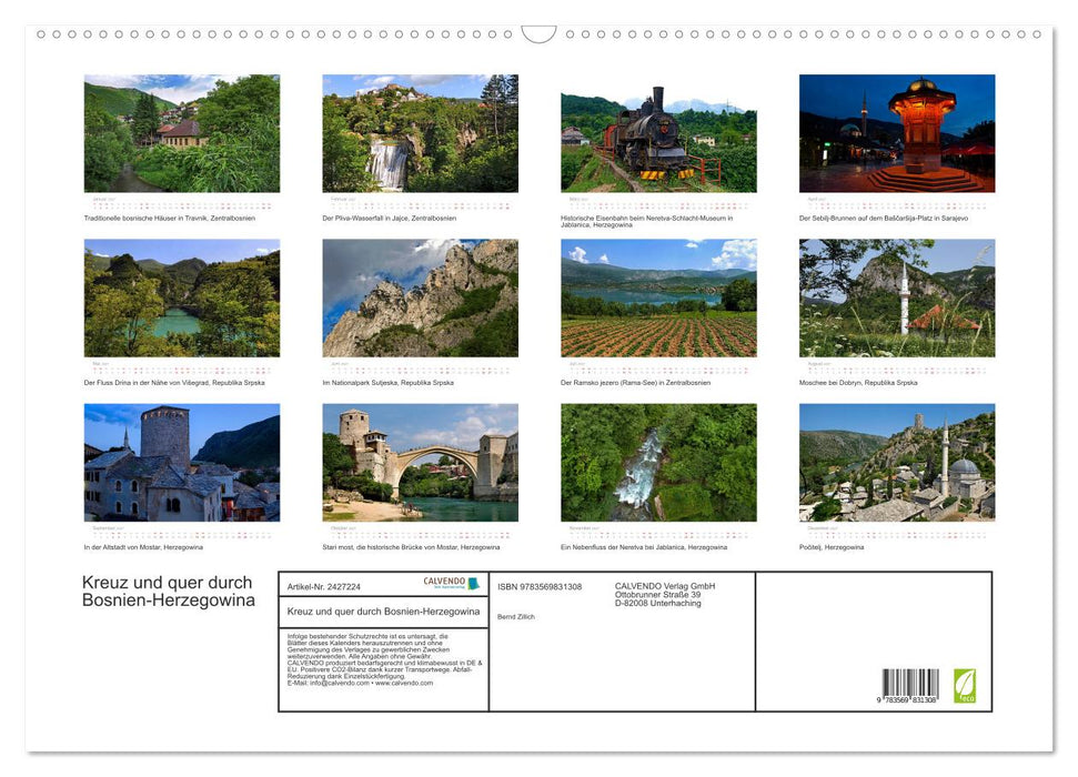 Kreuz und quer durch Bosnien-Herzegowina (CALVENDO Wandkalender 2027)