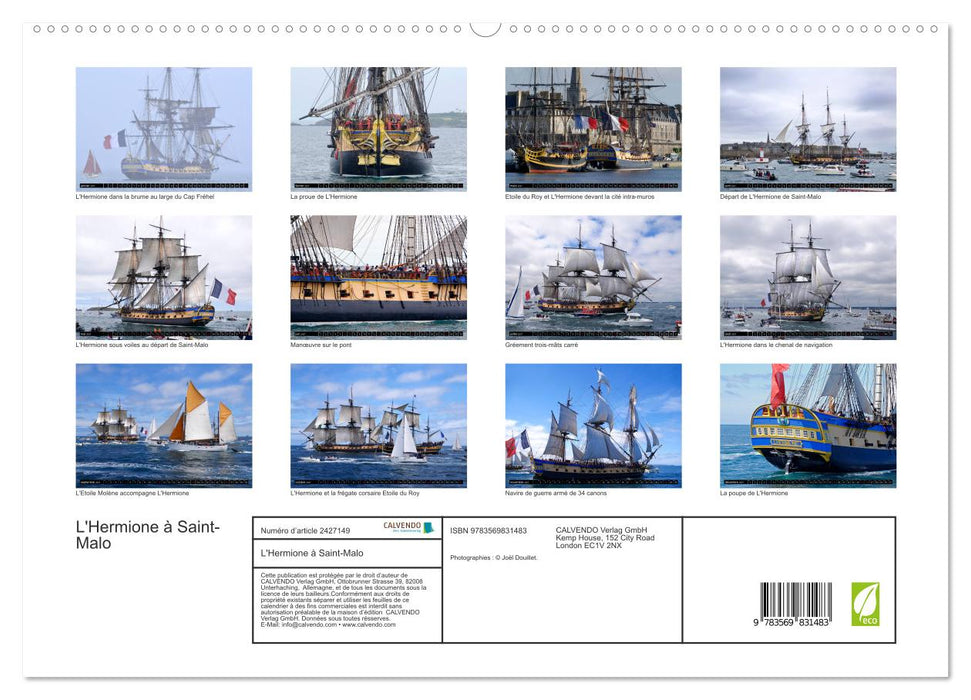 L'Hermione à Saint-Malo (CALVENDO Calendrier supérieur 2027)