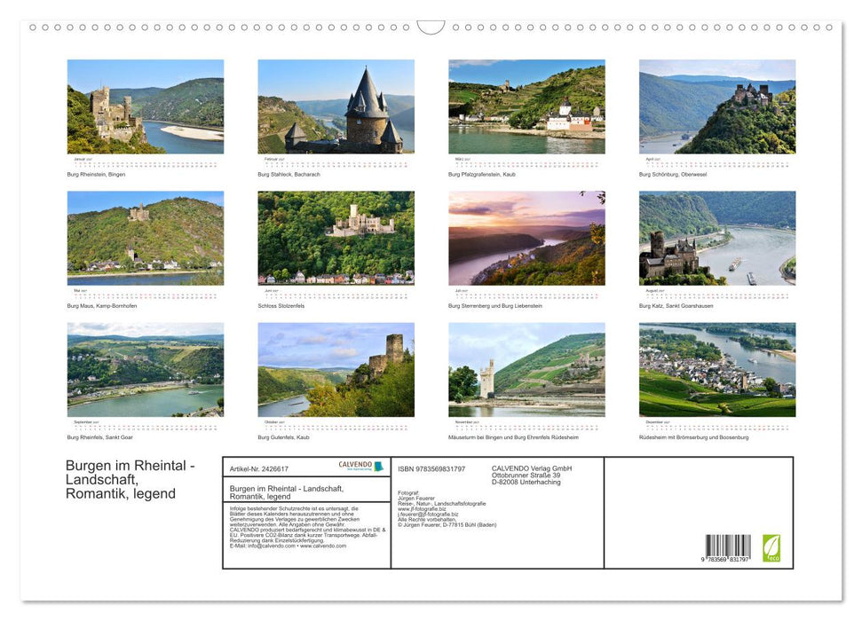 Burgen im Rheintal - Landschaft, Romantik, legend (CALVENDO Wandkalender 2027)