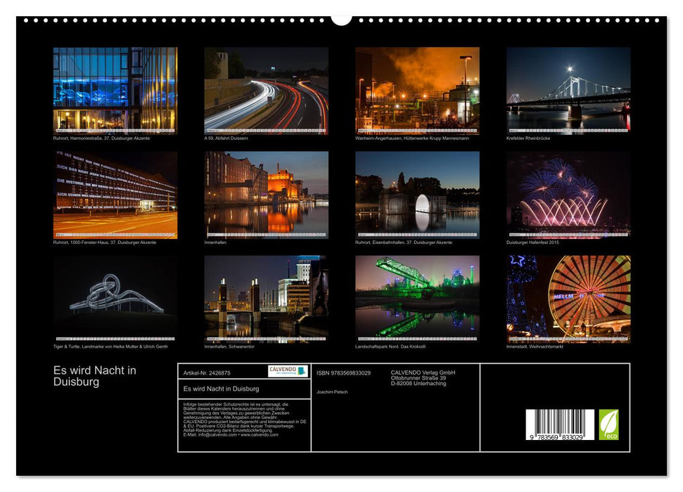Es wird Nacht in Duisburg (CALVENDO Premium Wandkalender 2027)