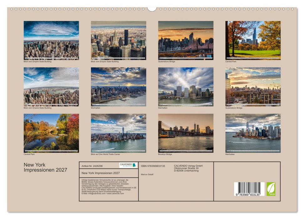 New York Impressionen 2027 (CALVENDO Premium Wandkalender 2027)