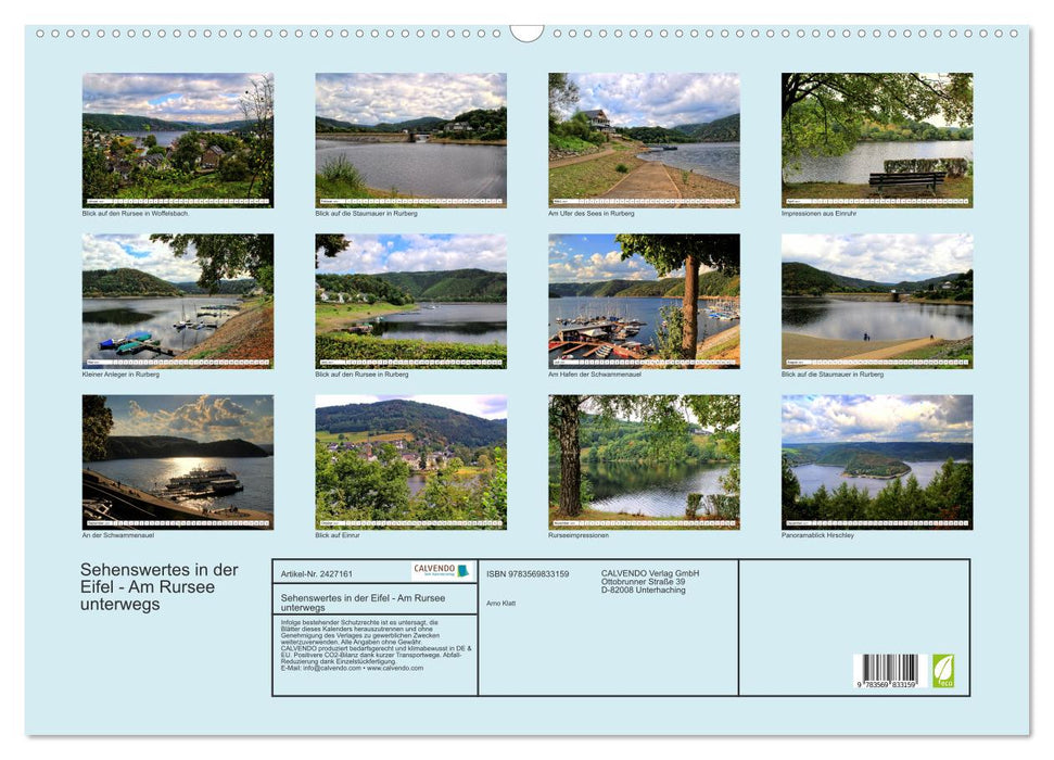 Sehenswertes in der Eifel - Am Rursee unterwegs (CALVENDO Wandkalender 2027)