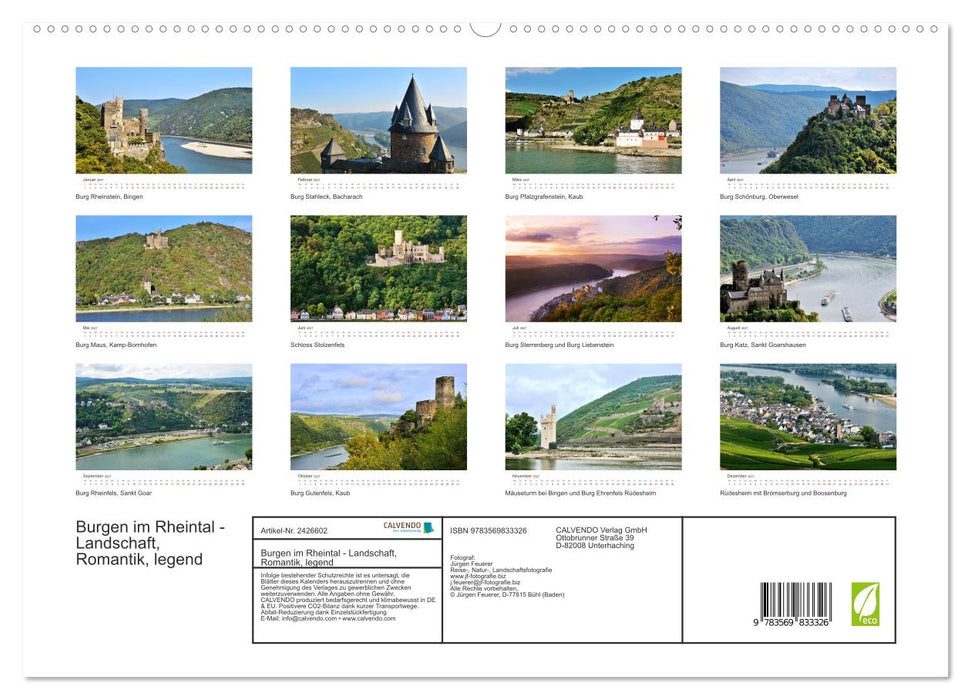 Burgen im Rheintal - Landschaft, Romantik, legend (CALVENDO Premium Wandkalender 2027)