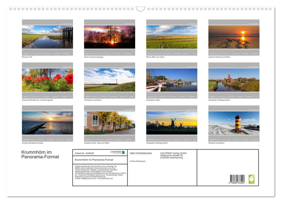 Krummhörn im Panorama-Format (CALVENDO Wandkalender 2027)