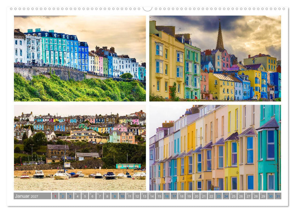 Sehnsucht Wales - Collagen eines Landes (CALVENDO Premium Wandkalender 2027)