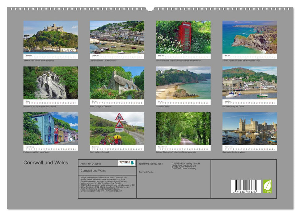 Cornwall und Wales (CALVENDO Premium Wandkalender 2027)