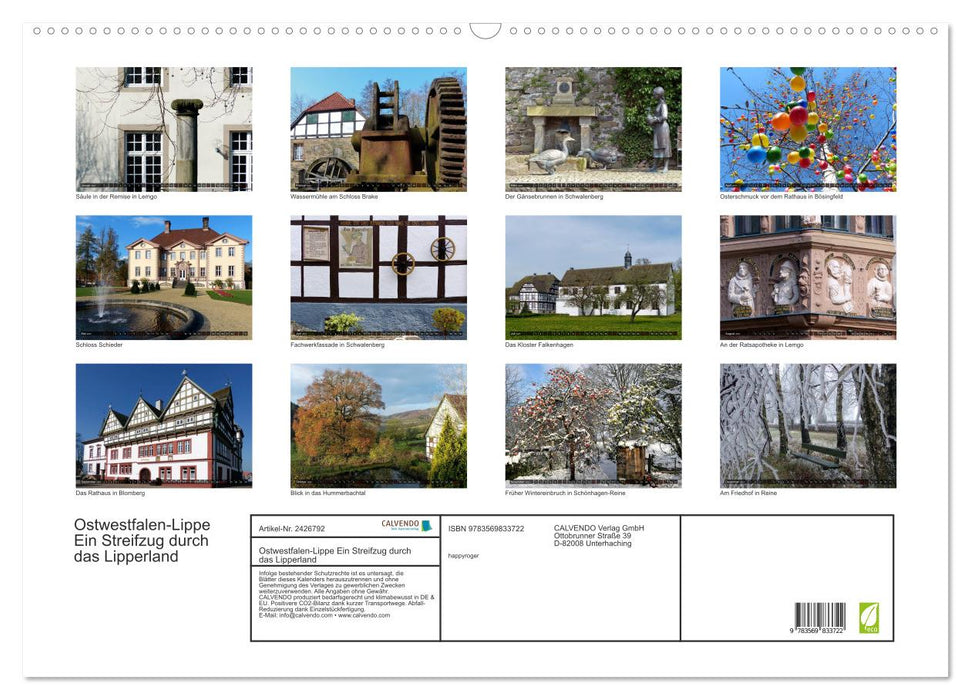 Ostwestfalen-Lippe Ein Streifzug durch das Lipperland (CALVENDO Wandkalender 2027)