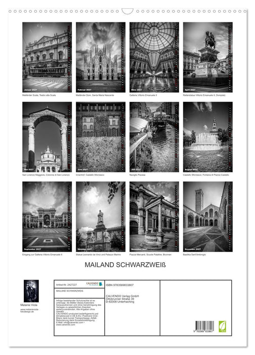 MAILAND SCHWARZWEIß (CALVENDO Wandkalender 2027)