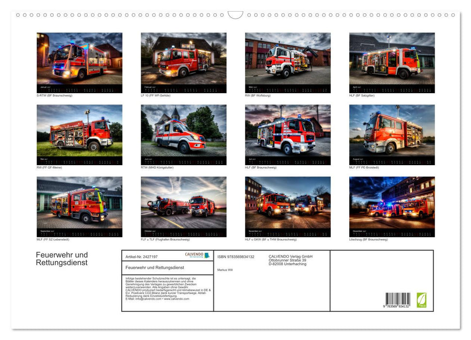 Feuerwehr und Rettungsdienst (CALVENDO Wandkalender 2027)