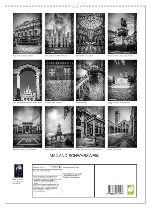 MAILAND SCHWARZWEIß (CALVENDO Premium Wandkalender 2027)