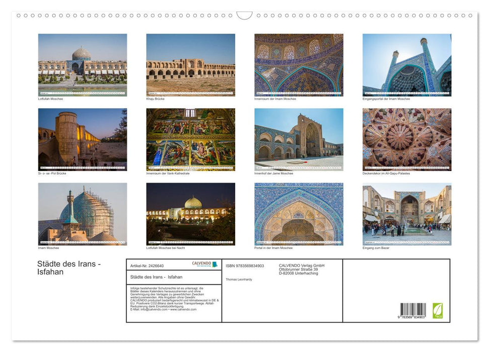 Städte des Irans - Isfahan (CALVENDO Wandkalender 2027)